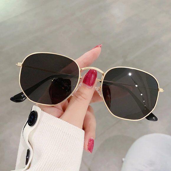 Metal Classic Vintage Sunglasses | Luxury Designer Modern Hexagonal Sunglasses - Picture 1 of 8